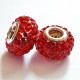 Perle shamballa gros trou strass orange 14mm