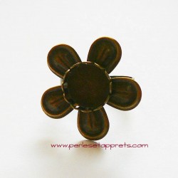 Bague rétro, ronde fleur en laiton 25mm ajustable réglable à décorer, perles et apprêts