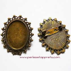 Broche rétro ovale en métal bronze laiton 35mm à décorer pour bijoux perles et apprêts