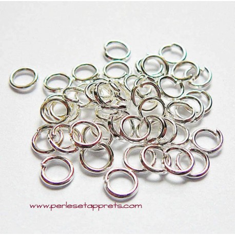 Lot 100 anneaux de jonction rond simple ouvert en métal argenté clair 4mm, perles et apprêts pour bijoux