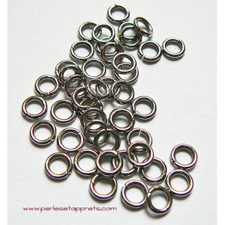 Lot 50 anneaux de jonction rond simple ouvert en métal argenté rhodié 6mm perles et apprêts pour bijoux