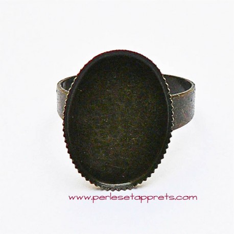 Bague rétro, ajustable réglable ovale en métal bronze laiton 18mm, à décorer perles et apprêts