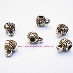 Lot 7 bélières en métal argenté 6mm pour bijoux perles et apprêts