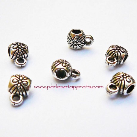 Lot 7 bélières en métal argenté 6mm pour bijoux perles et apprêts