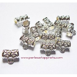 Lot 5 bélières en métal argenté clair ciselé 11mm pour bijoux perles et apprêts