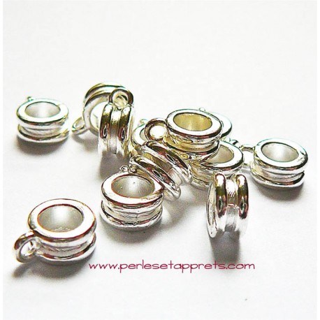 Lot 5 bélières rondes en métal argenté 4mm pour bijoux perles et apprêts