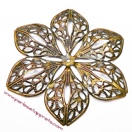 Estampe étoile ronde en filigrane en métal bronze laiton 6cm pour bijoux perles et apprêts