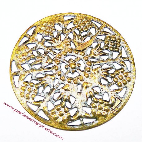 Estampe ronde en filigrane en métal bronze laiton 48mm pour bijoux perles et apprêts
