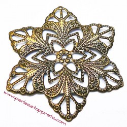 Lot 6 estampes étoile ronde en filigrane en métal bronze laiton 57mm pour bijoux perles et apprêts