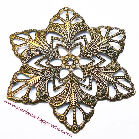 Lot 6 estampes étoile ronde en filigrane en métal bronze laiton 57mm pour bijoux perles et apprêts