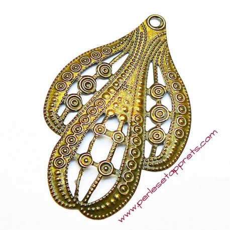 Estampe ovale en filigrane en métal bronze laiton 6cm pour bijoux perles et apprêts