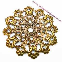 Estampe ronde en filigrane en métal bronze laiton 47mm pour bijoux perles et apprêts