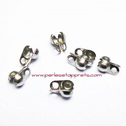 Lot 20 cache noeuds en métal argenté rhodié 4mm pour bijoux cordon, perles et apprêts