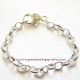 Bracelet souple ovale en métal argenté clair breloque 20cm, à décorer perles et apprêts