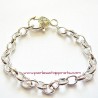 Lot 3 bracelet souple 20cm ovale argent breloque mousqueton