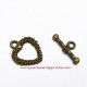 Lot 10 fermoirs toggle 20mm coeur bronze