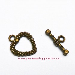 Lots 4 fermoirs toggle coeur 20mm en métal bronze laiton pour bijoux, perles et apprêts