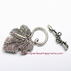 Lot 10 fermoirs toggle 34mm feuille argent
