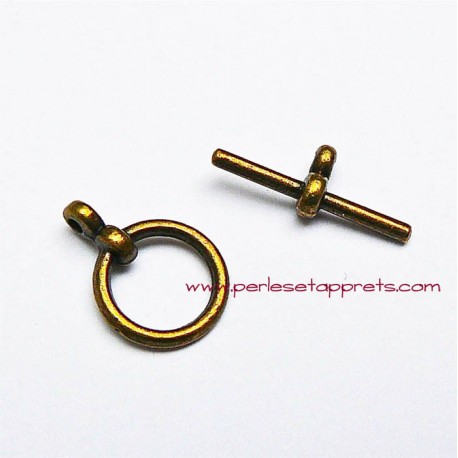 Fermoir rond en métal bronze laiton 12mm pour bijoux perles et apprêts