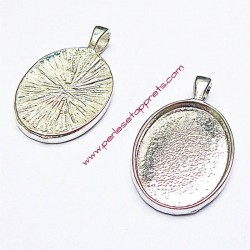 Pendentif ovale en métal argenté 26mm à décorer pour bijoux perles et apprêts