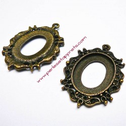 Pendentif ovale filigrane en métal bronze laiton 4cm à décorer pour bijoux perles et apprêts
