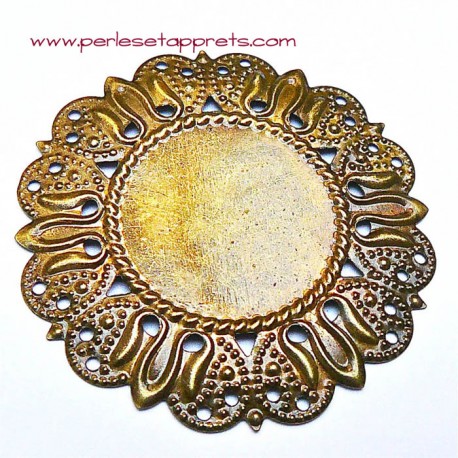 Pendentif rond en métal bronze laiton 5cm à décorer pour bijoux perles et apprêts