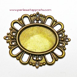 Pendentif ovale en métal bronze laiton 43mm à décorer pour bijoux perles et apprêts