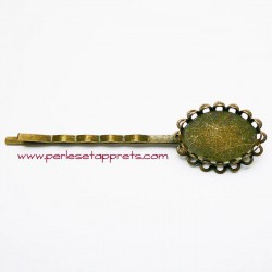 Epingle rétro à cheveux ovale en métal bronze laiton 20mm à décorer, perles et apprêts