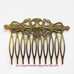 Peigne pour cheveux rétro en métal bronze laiton 10 dents 6cm à décorer perles et apprêts