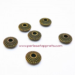 Lot 10 perles intercalaires rondes en métal bronze laiton 9mm pour bijoux perles et apprêts