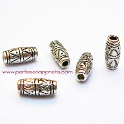 Lot 8 perles intercalaires ovales tubes en métal argenté 11mm pour bijoux perles et apprêts