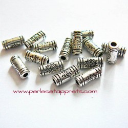 Lot 10 perles tubes 9mm intercalaire argent