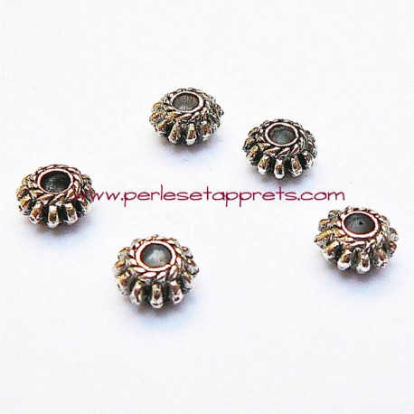 Lot 8 perles intercalaires rondes en métal argenté 8mm pour bijoux perles et apprêts