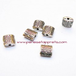 Lot 6 perle carrée en métal argenté 8mm