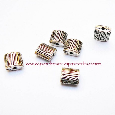 Perle carrée intercalaire en métal argenté 8mm pour bijoux perles et apprêts