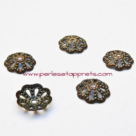 Coupelle calotte caps en filigrane métal bronze cuivre 9mm pour bijoux, perles et apprêts