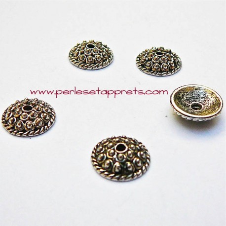 Coupelle calotte caps en métal argenté 11mm pour bijoux perles et apprêts