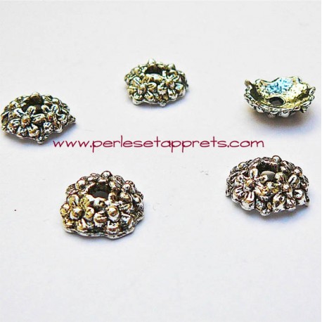 Lot 8 coupelles calottes caps en métal argenté tibétain 11mm pour bijoux perles et apprêts