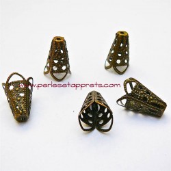 Lot 10 coupelles calottes caps en filigrane cône en métal bronze laiton 17mm pour bijoux perles et apprêts