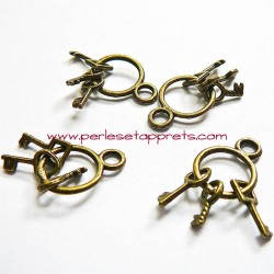Lot 14 breloque clés 25mm bronze
