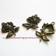 Lot 5 breloques rose en laiton 25mm pour bijoux perles et apprêts