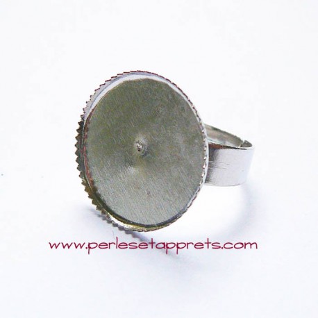 Bague ronde 22mm en métal argent rhodié, à décorer, perles et apprêts