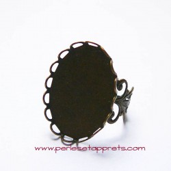 Bague ovale filigrane 25mm en métal bronze laiton, à décorer, perles et apprêts