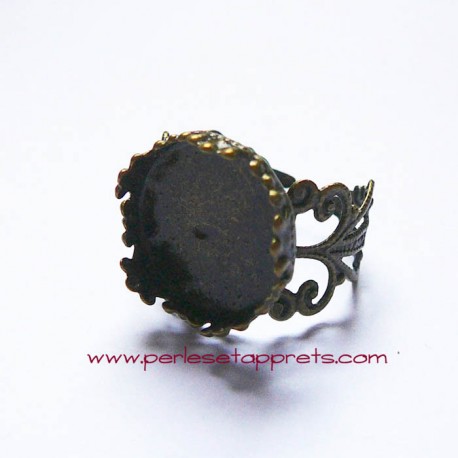 Bague ronde 15mm filigrane en bronze laiton, à décorer, perles et apprêts