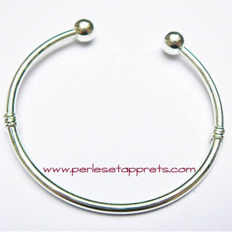 Bracelet argenté perle gros trou 17cm, à décorer, perles et apprêts