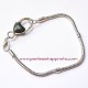 Bracelet souple argenté coeur perle gros trou 20cm, à décorer, perles et apprêts