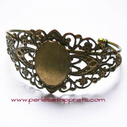Bracelet jonc réglable en laiton estampe filigrane, à décorer, perles et apprêts