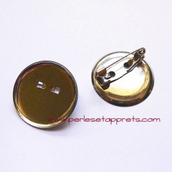 Broche ronde attache argentée 23mm, pour bijoux, couture, perles et apprêts