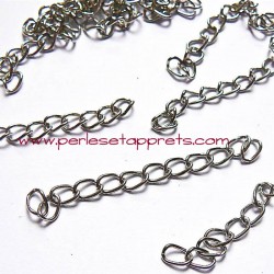 Chaînette d'extension 50mm argent rhodié, pour bijoux, perles et apprêts