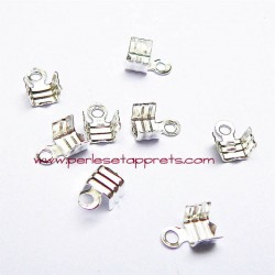 Lot 30 embouts 3mm en métal argenté pour ruban